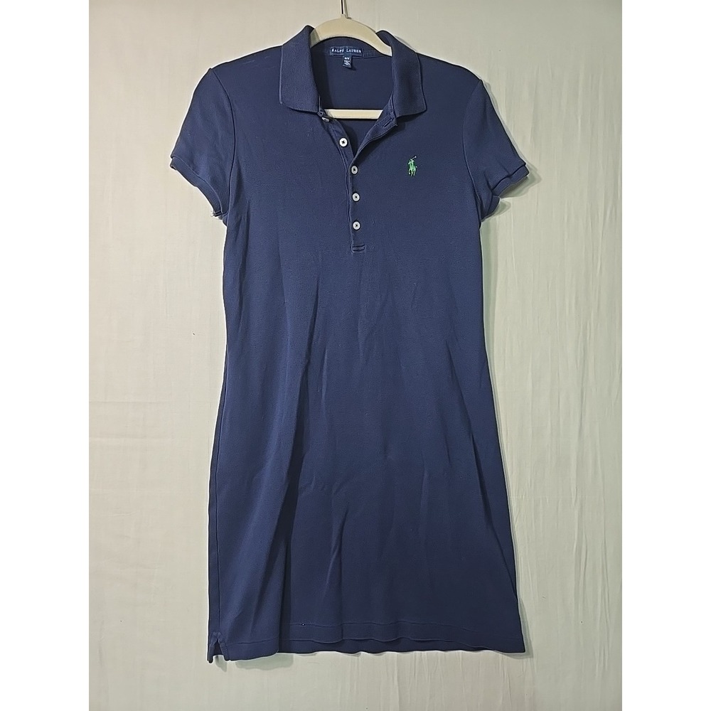 Ralph Lauren Women's Medium‎ T Shirt  Polo Dress Navy Green Embroidered Pony